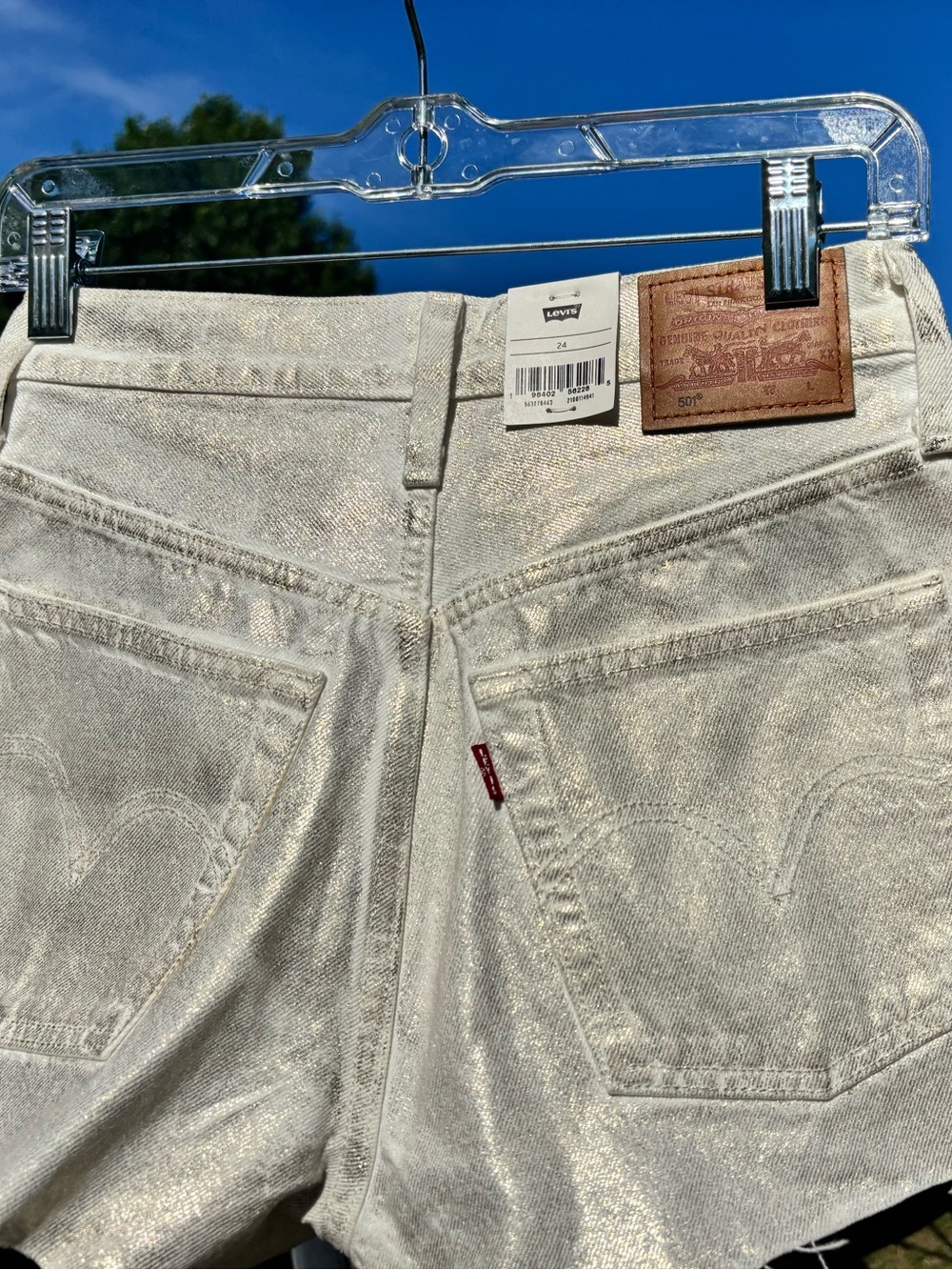 LEVI’S 501 Coated Metallic Luminary White High Rise Original NWT Festival Ready